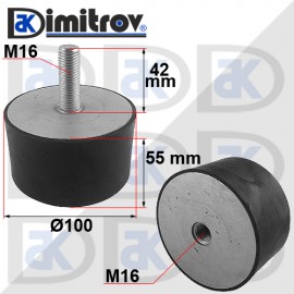 Антивибрационен тампон М16 х Ø 100 х 55 mm